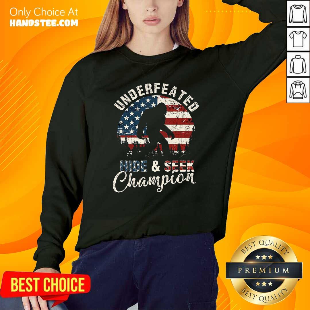 Bigfoot Undefeated Hide And Seek Champions Vintage American Flag Shirt