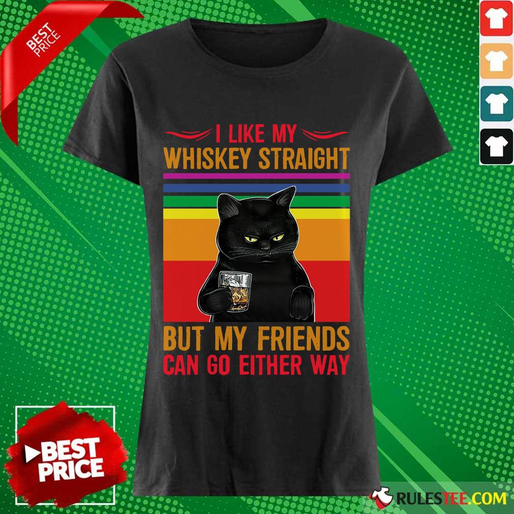 Black Cat I Like My Whiskey Straight Shirt