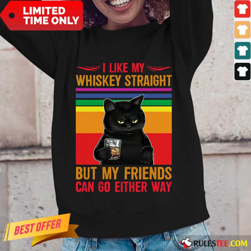 Black Cat I Like My Whiskey Straight Shirt