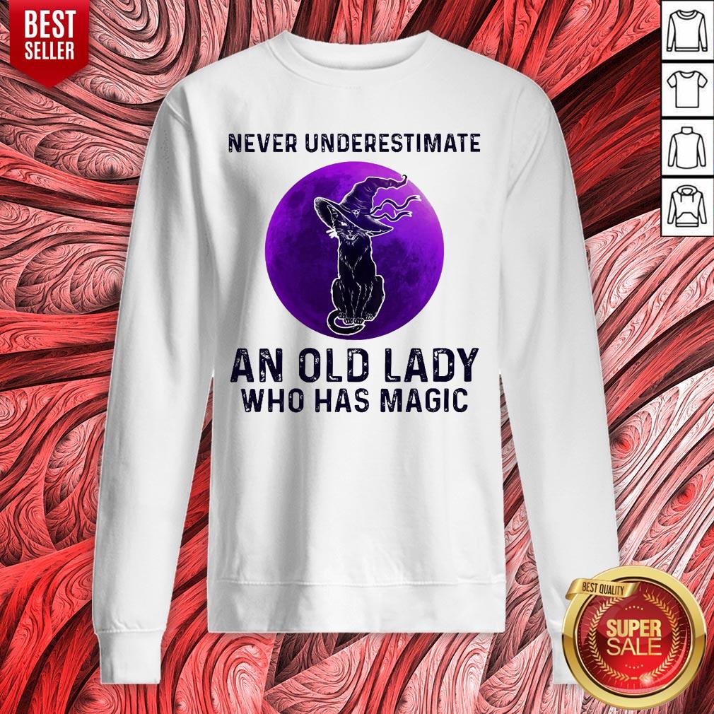 Black Cat Witch Never Underestimate An Old Lady Who Has Magic Halloween Shirt