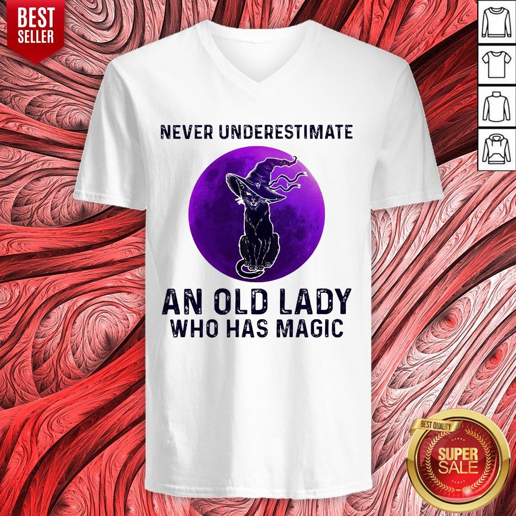 Black Cat Witch Never Underestimate An Old Lady Who Has Magic Halloween Shirt