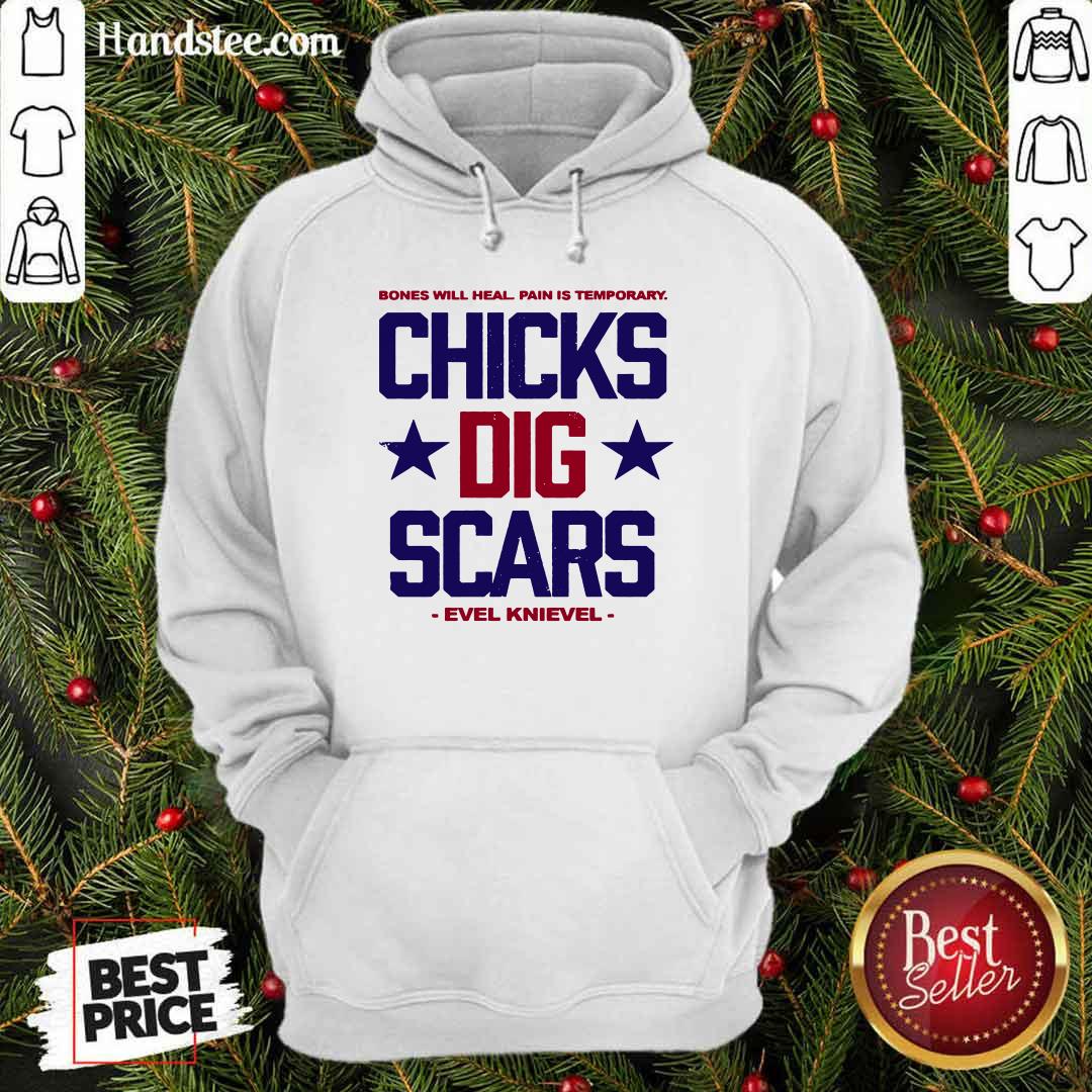 Bones Will Heal Pain Is Temporary Chicks Dig Scars Evel Knievel Shirt