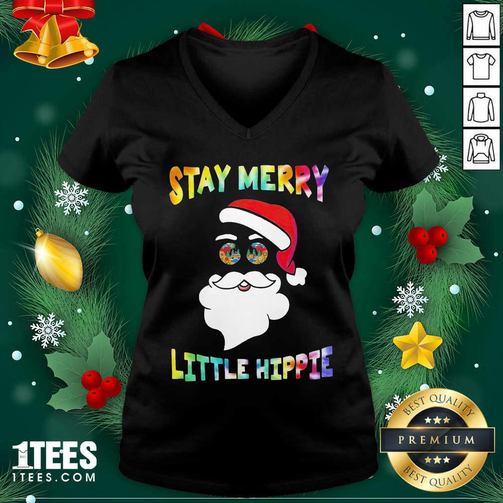 Cool Santa Claus Stay Merry Little Hippie Christmas Shirt