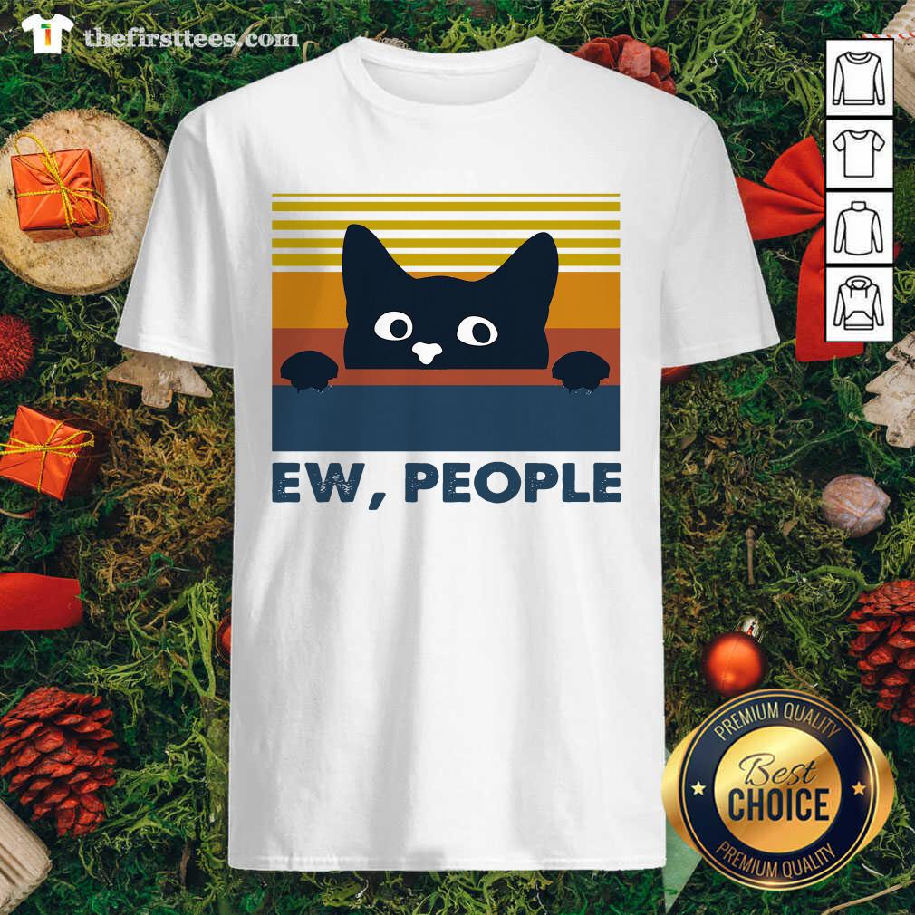 Cute Black Cat Ew People Vintage Retro Shirt