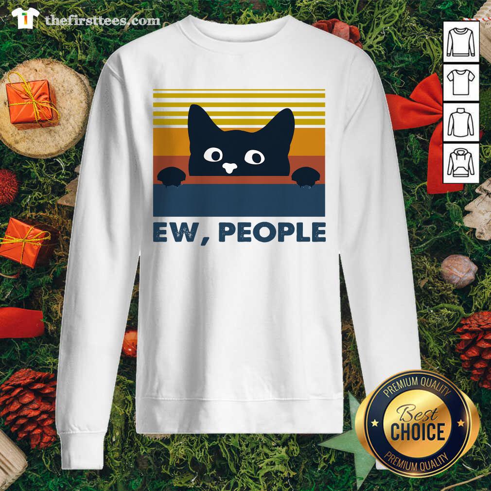 Cute Black Cat Ew People Vintage Retro Shirt