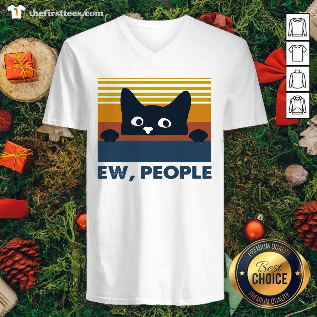 Cute Black Cat Ew People Vintage Retro Shirt