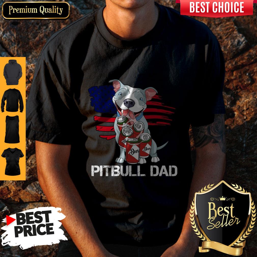 Cute Pitbull Dad Flag Beer Father’s Day Shirt