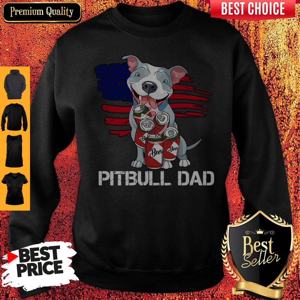Cute Pitbull Dad Flag Beer Father’s Day Shirt