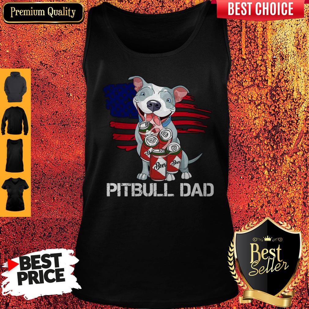 Cute Pitbull Dad Flag Beer Father’s Day Shirt