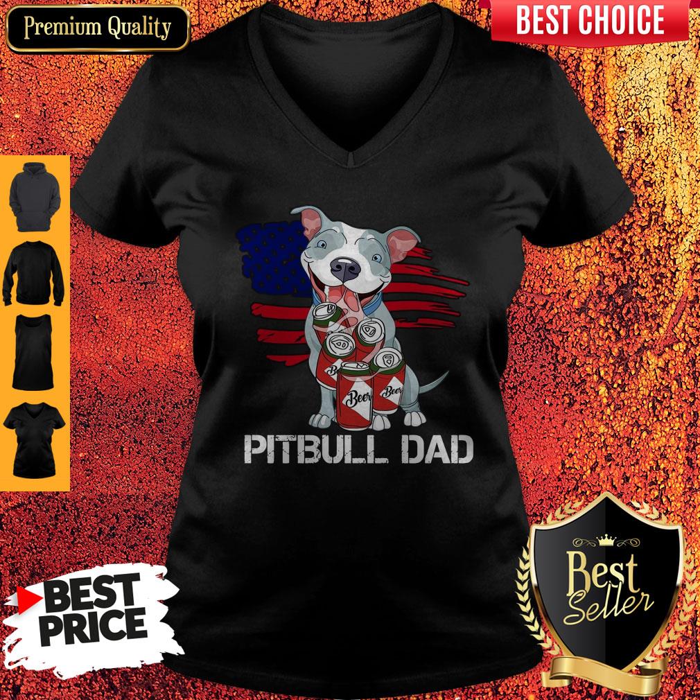 Cute Pitbull Dad Flag Beer Father’s Day Shirt