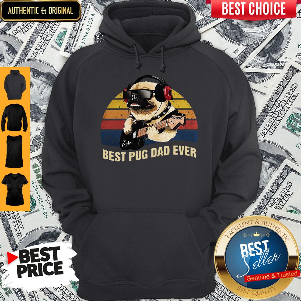 Cute Pug Playing Music Best Pug Dad Ever Vintage Shirt