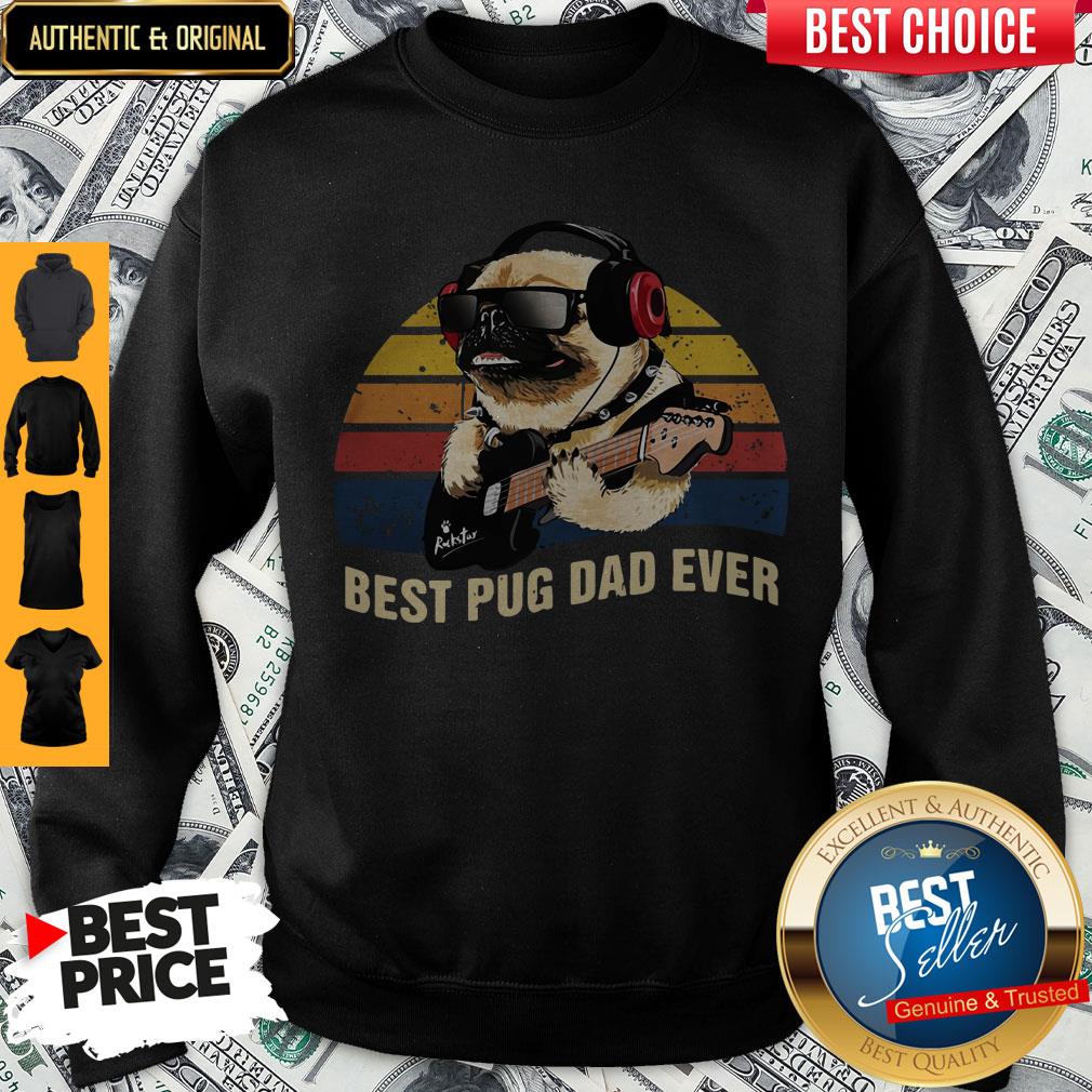 Cute Pug Playing Music Best Pug Dad Ever Vintage Shirt