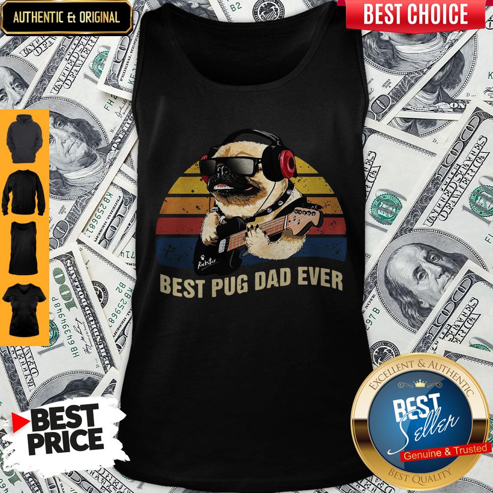 Cute Pug Playing Music Best Pug Dad Ever Vintage Shirt