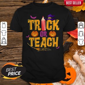 Colorful Trick Or Teach Pumpkin Halloween Shirt