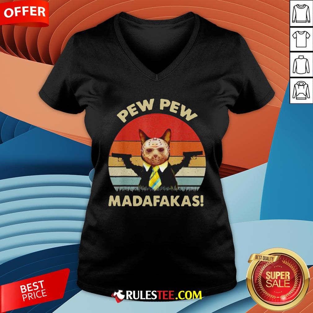 Cat Jason Voorhees Pew Pew Madafakas Vintage Retro Shirt