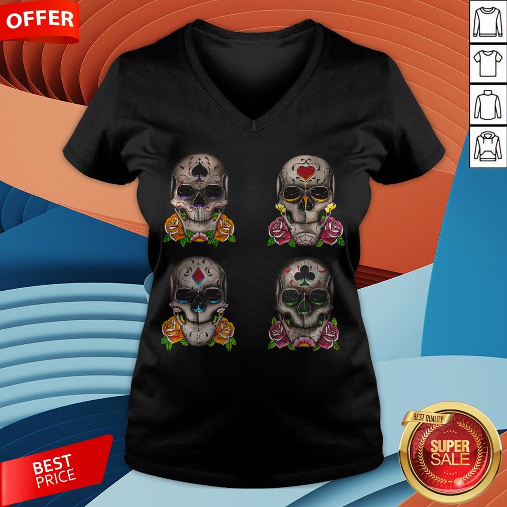 Day Of The Dead Dia De Los Muertos Sugar Skulls Aces Shirt