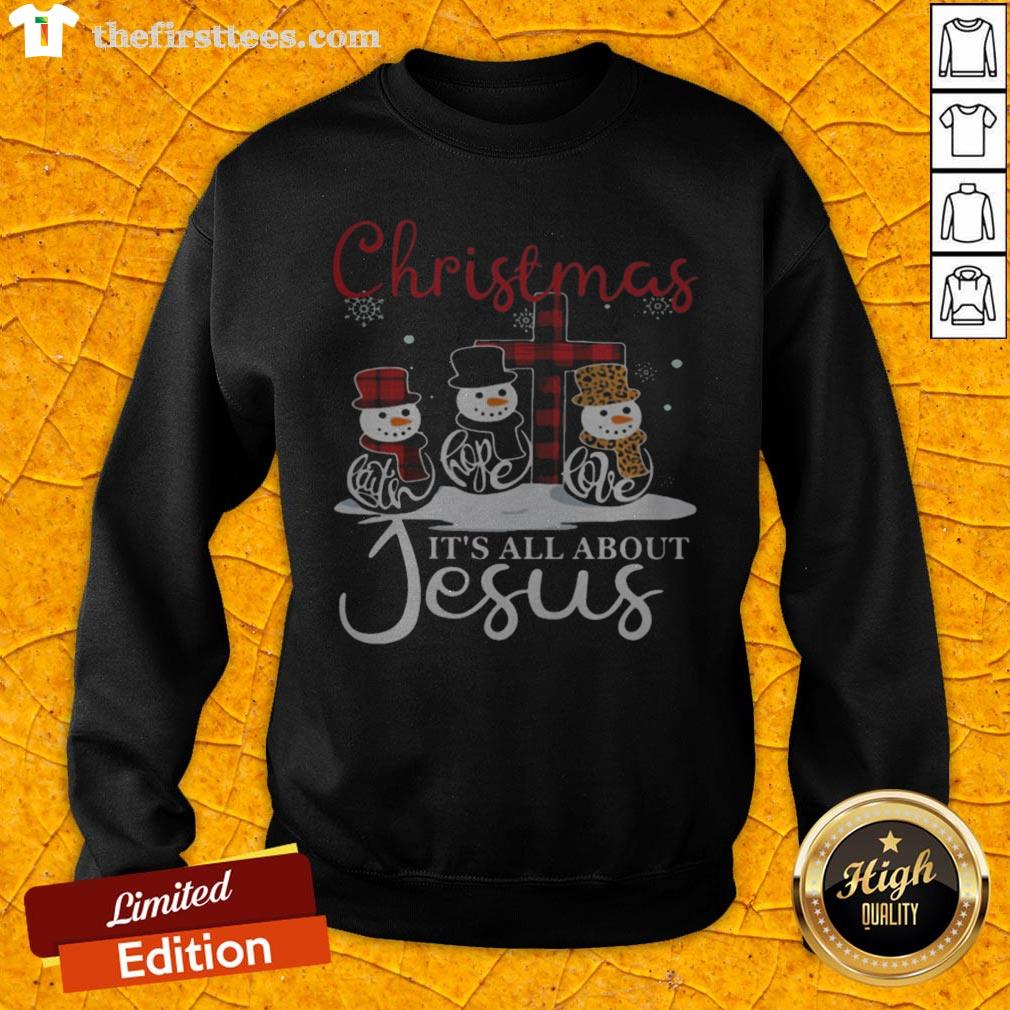 Pretty Snowman Christmas It’s All About Jesus Shirt