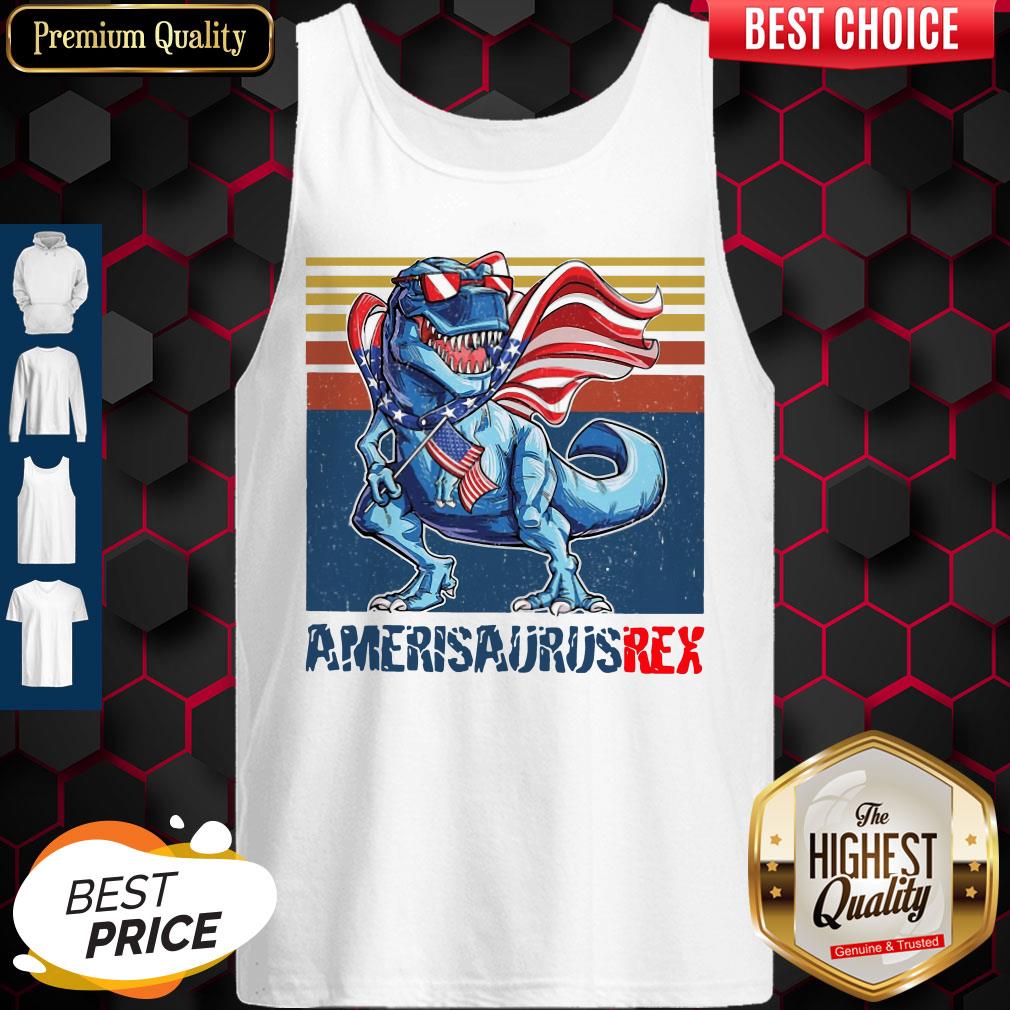Dinosaur American Flag 4th Of July Ameri Saurus Rex Retro Shirt
