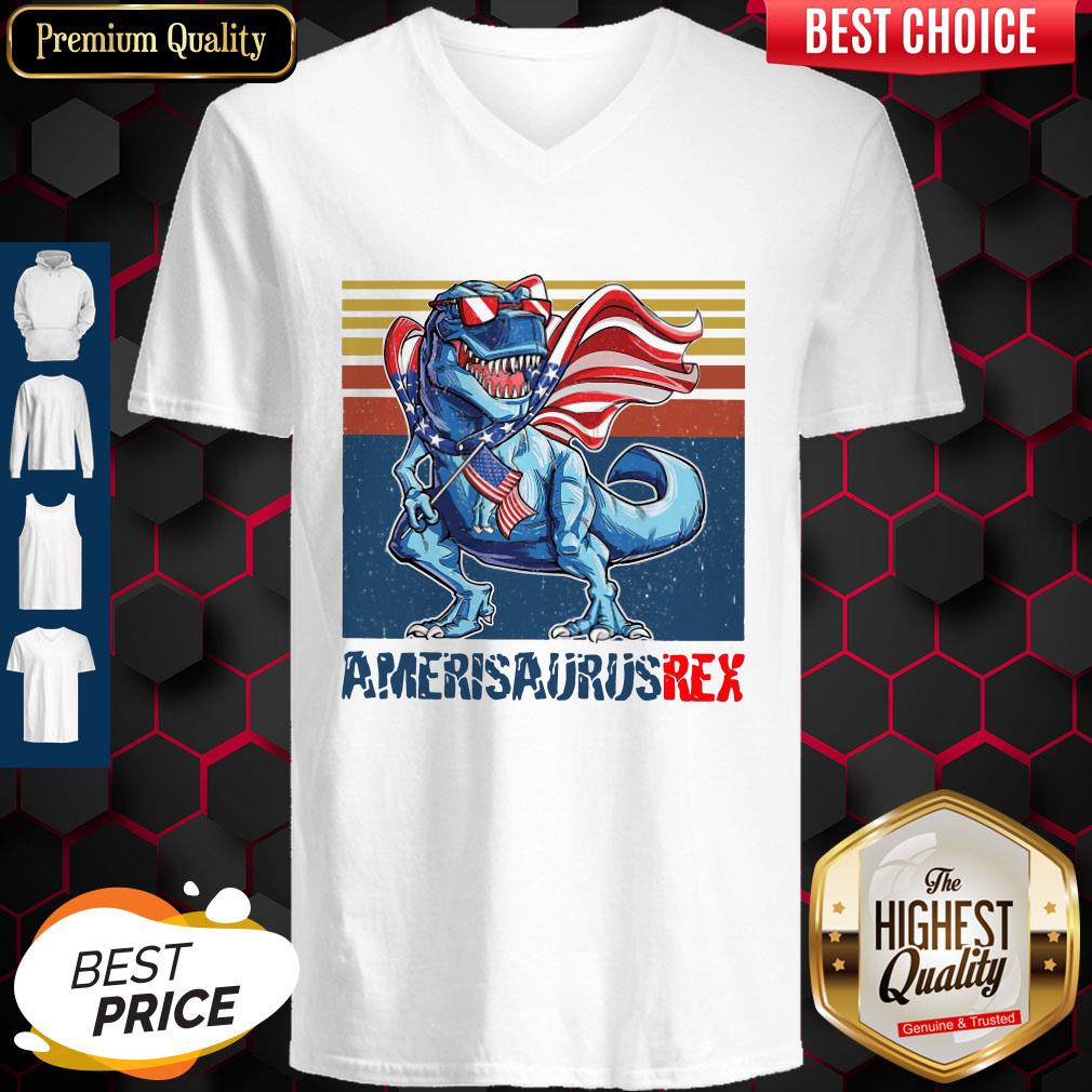 Dinosaur American Flag 4th Of July Ameri Saurus Rex Retro Shirt