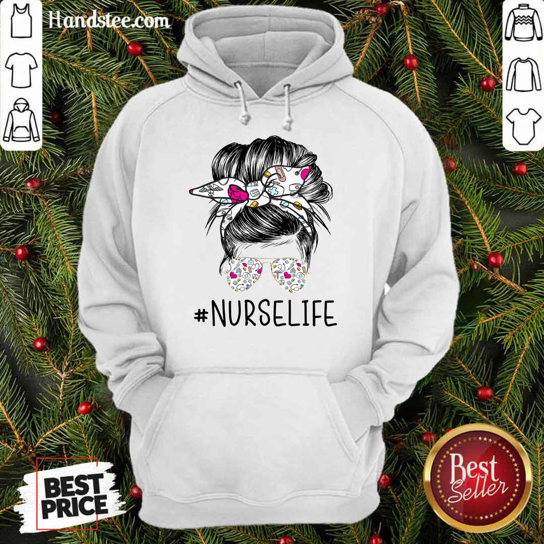 Excited Girl Bun Hair Glasses Nurse Life Shirt