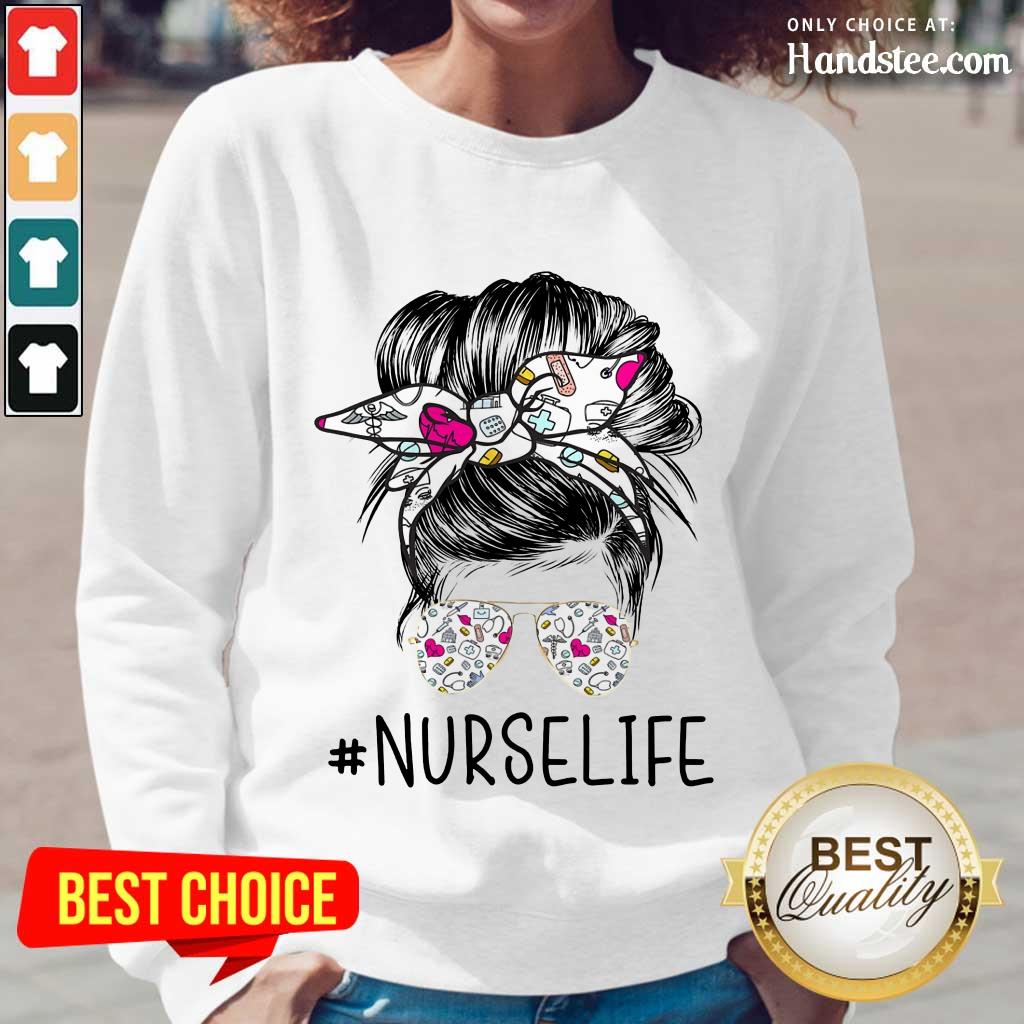 Excited Girl Bun Hair Glasses Nurse Life Shirt