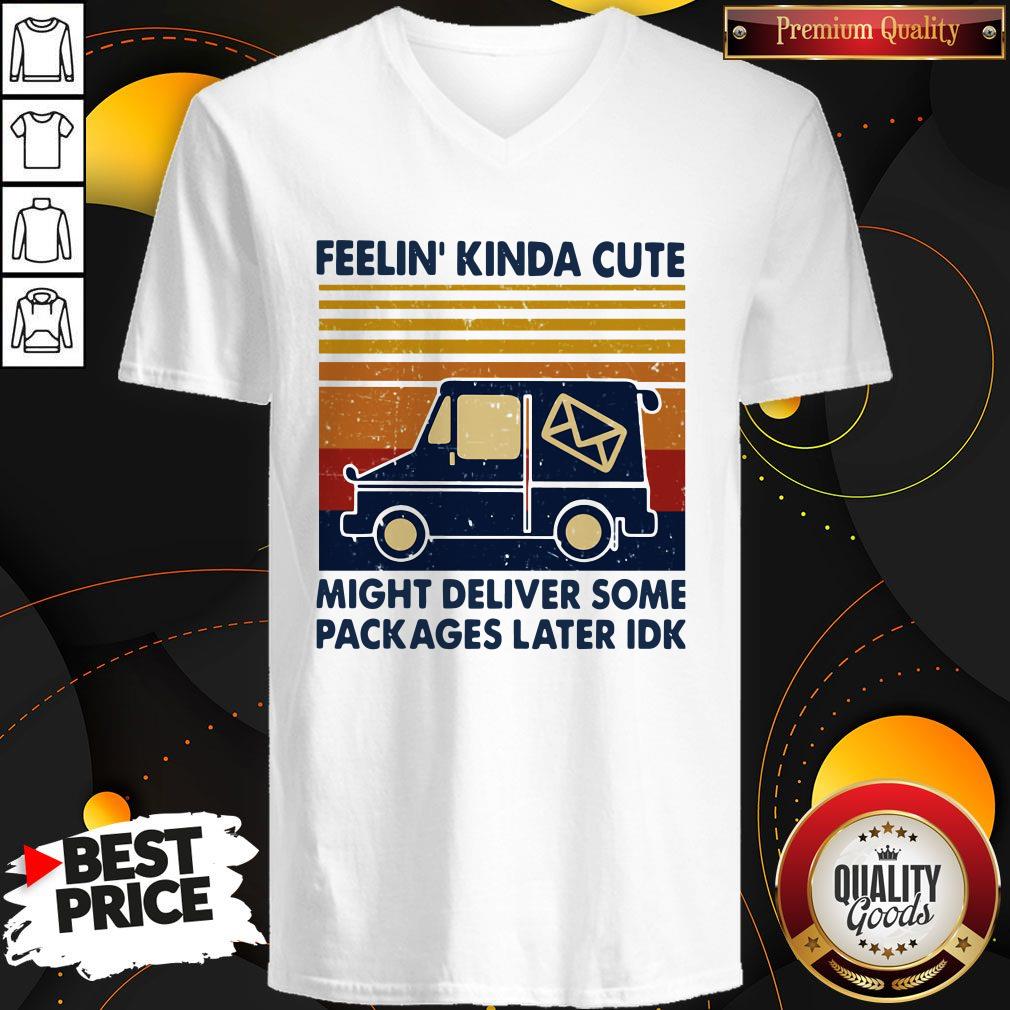 Feelin' Kinda Cute Might Deliver Some Packages Later Idk Vintage Shirt