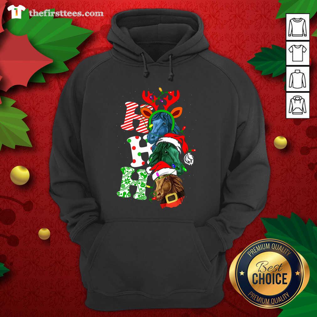 Funny Ho Ho Ho Horses Santa Elf Reindeer Merry Christmas Light Shirt