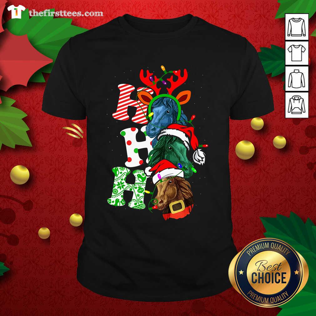 Funny Ho Ho Ho Horses Santa Elf Reindeer Merry Christmas Light Shirt