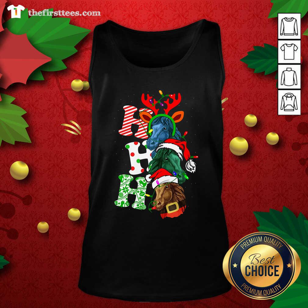 Funny Ho Ho Ho Horses Santa Elf Reindeer Merry Christmas Light Shirt