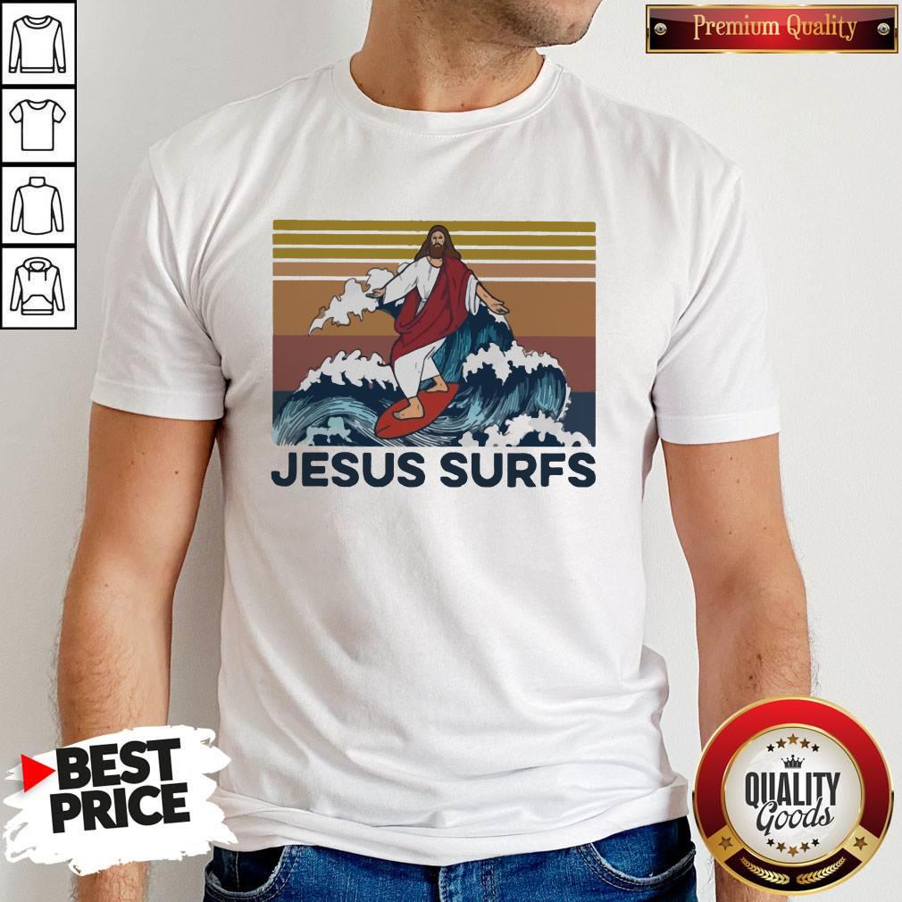 Funny Jesus Surfs Vintage Shirt