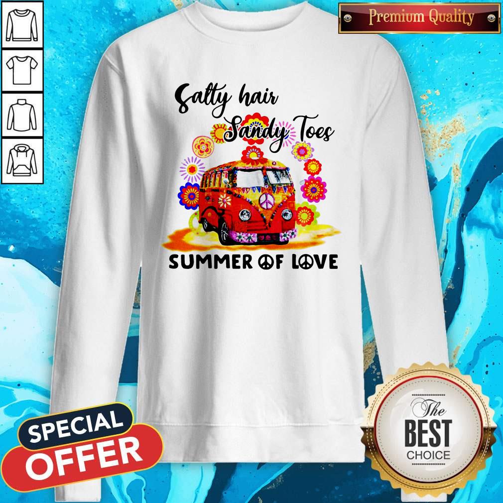 Funny Salty Hair Sandy Toes Summer Of Love Hippie Shirt