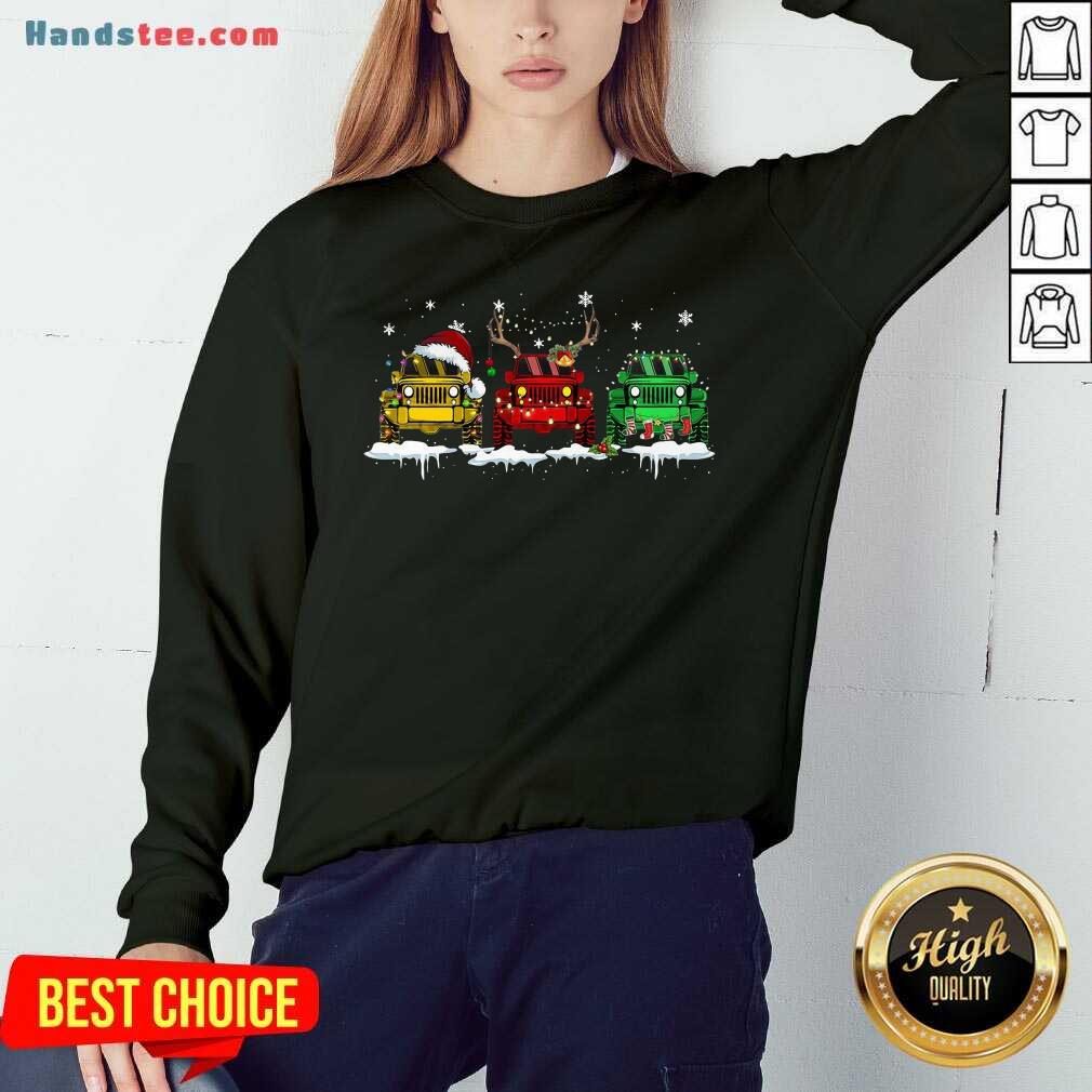 Funny Three Jeep Santa Merry Christmas Light Shirt