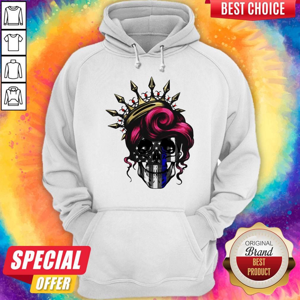 Funny Woman Skull Queen America Flag Halloween Shirt