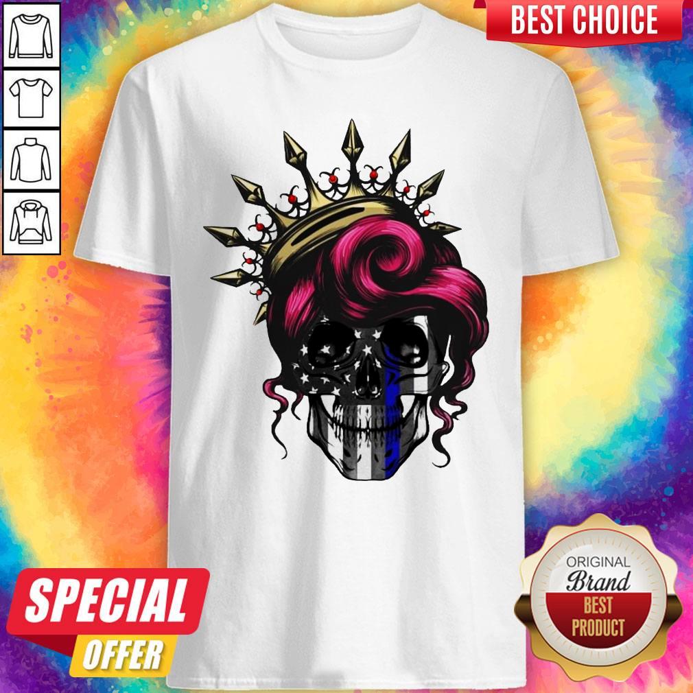 Funny Woman Skull Queen America Flag Halloween Shirt