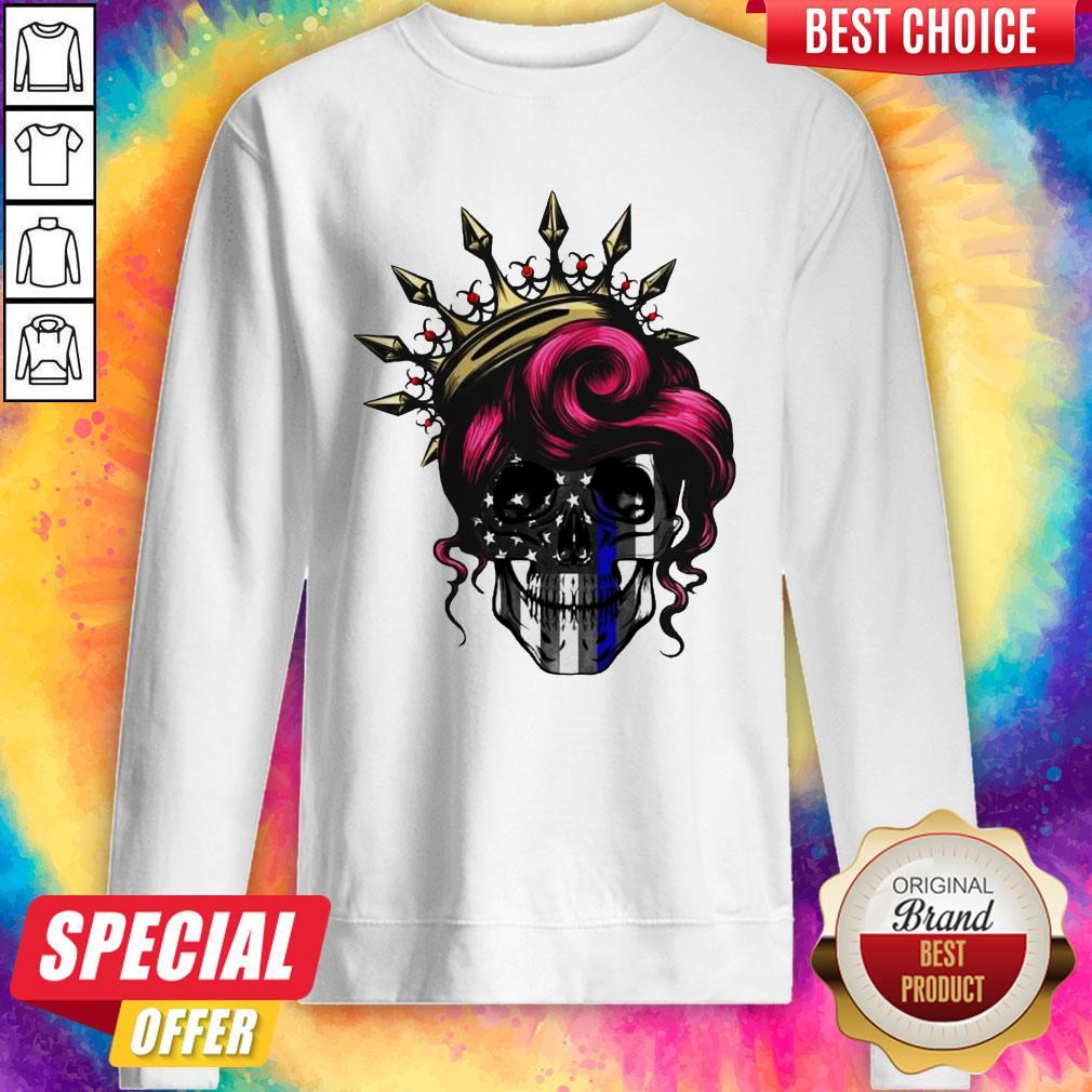Funny Woman Skull Queen America Flag Halloween Shirt