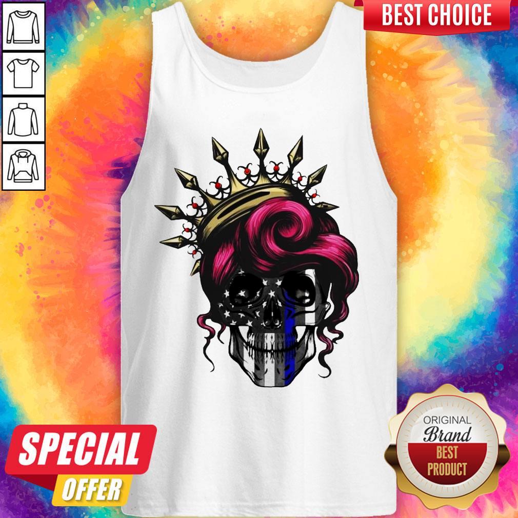 Funny Woman Skull Queen America Flag Halloween Shirt