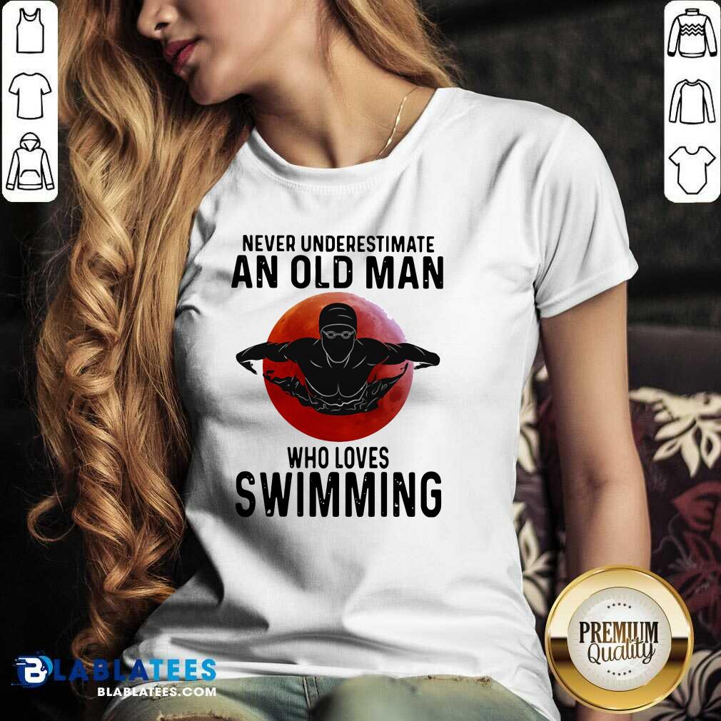 Good Never Underestimate An Old Man Who Loves Swimming The Moon Shirt