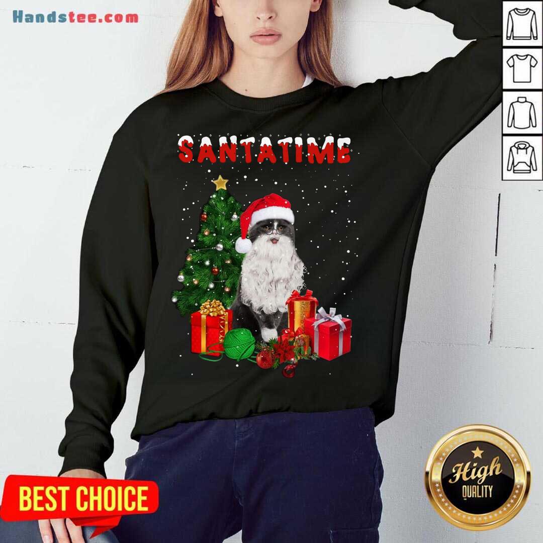 Good Santatime Cat Merry Christmas Tree Gift Shirt