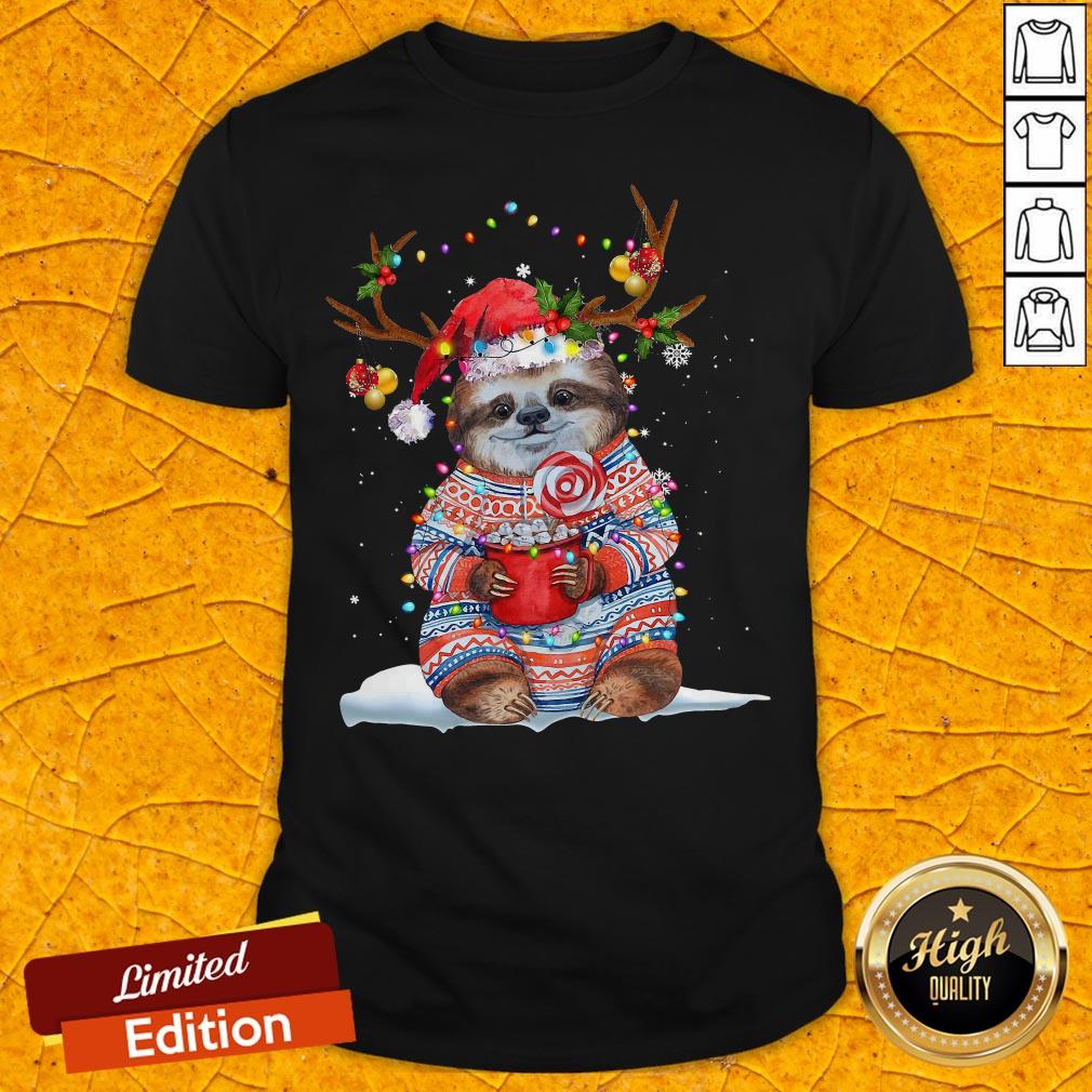 Grateful Sloth Reinder Light Christmas Shirt