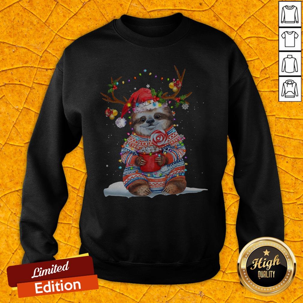 Grateful Sloth Reinder Light Christmas Shirt
