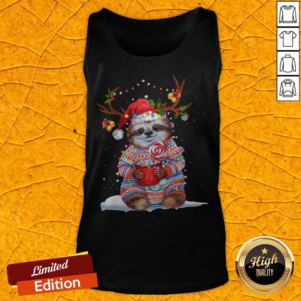 Grateful Sloth Reinder Light Christmas Shirt