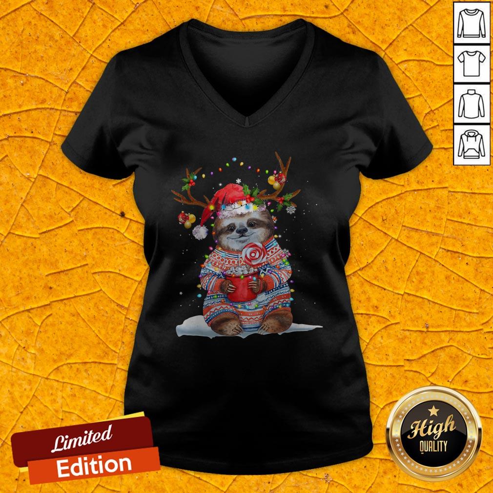 Grateful Sloth Reinder Light Christmas Shirt