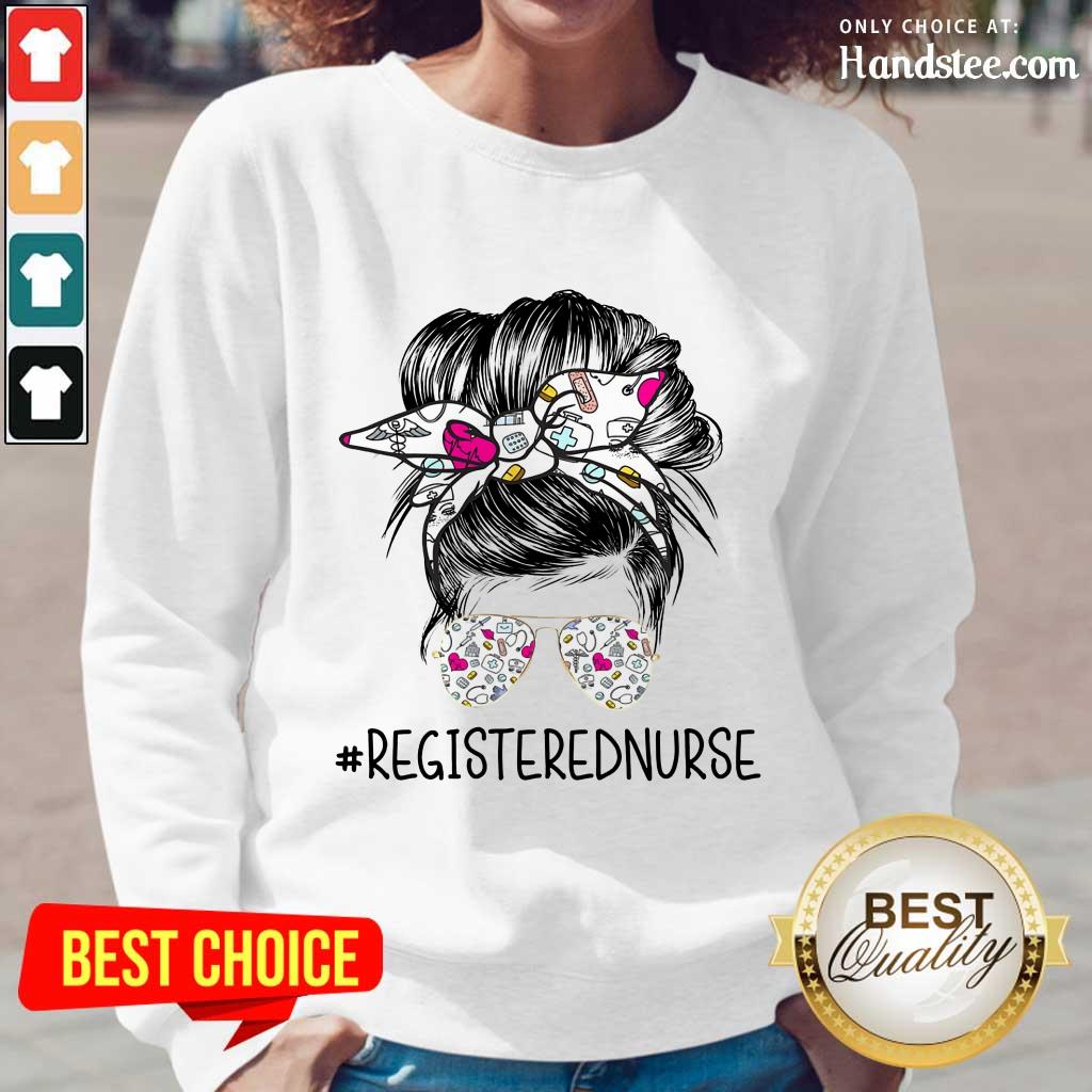 Great Girl Bun Hair Glasses Registered Nurse Shirt