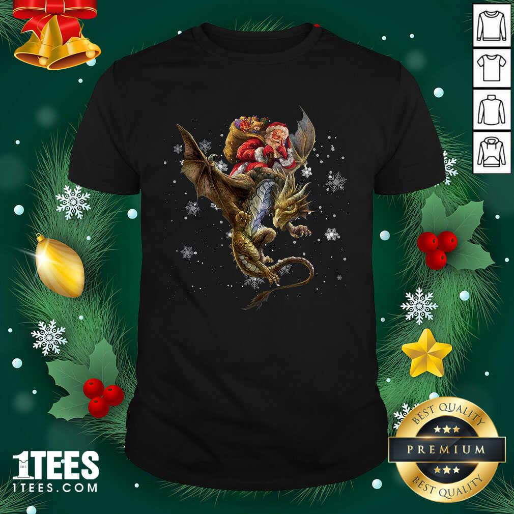 Great Santa Claus Riding Dragon Christmas Shirt