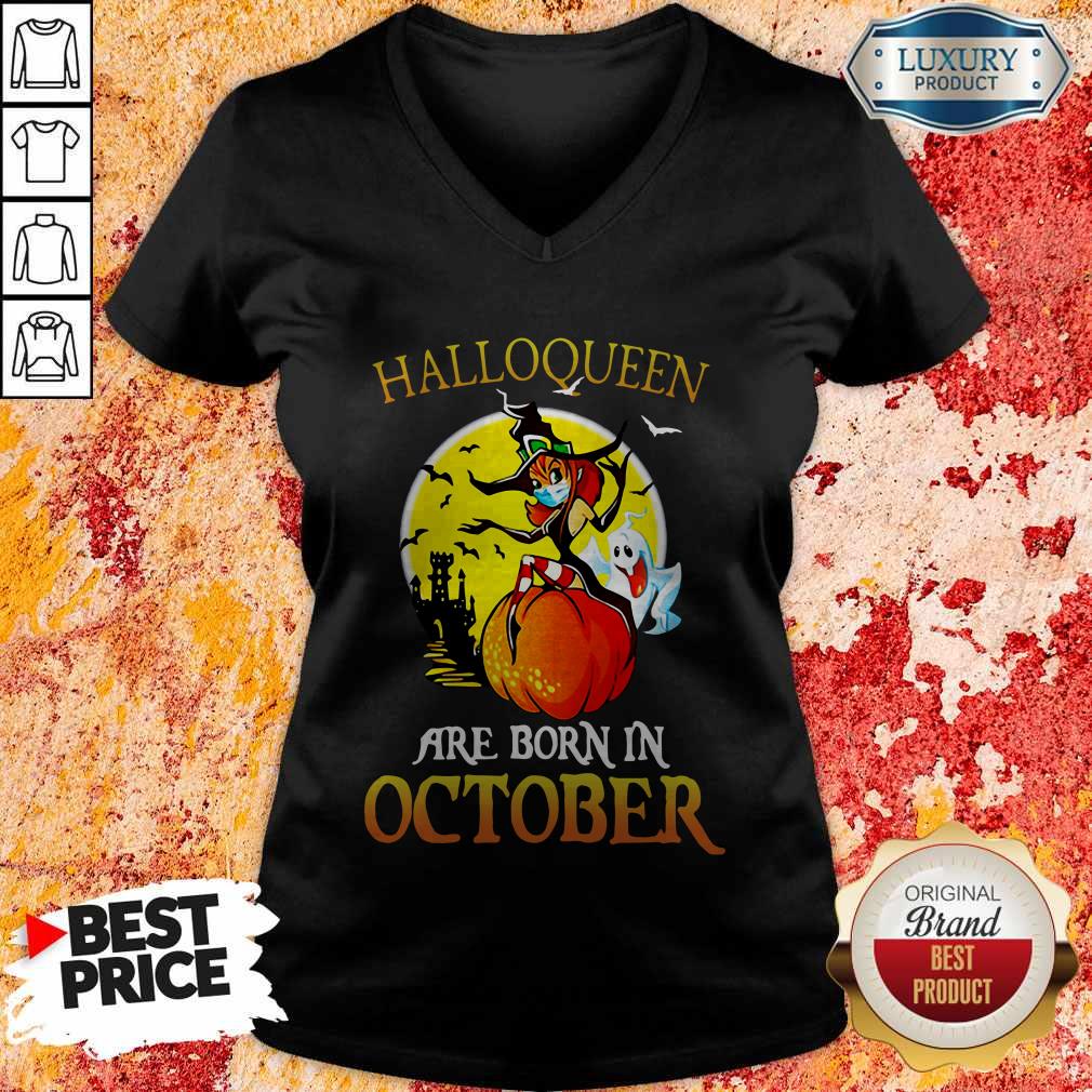 Halloqueen Witch Mask Are Born In October Halloween Shirt