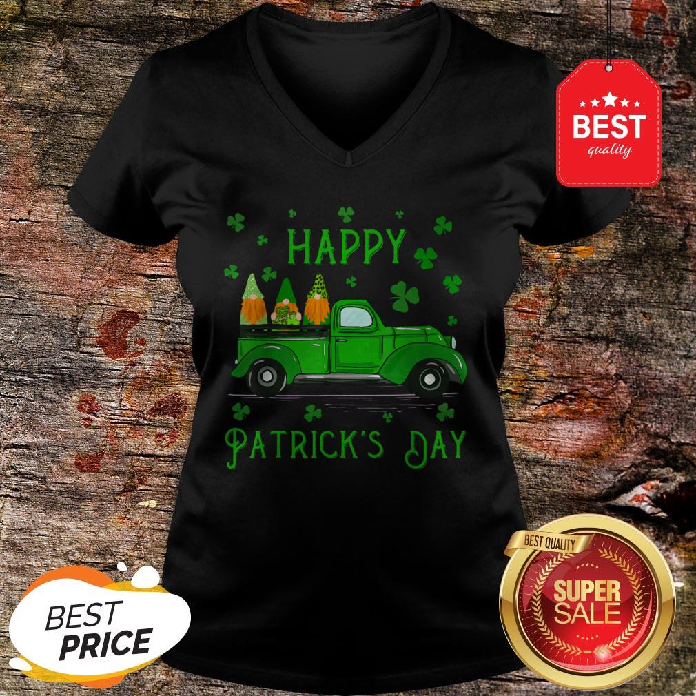 Happy Saint Patrick’s Day Cool Green Gnomes Truck Shamrock Shirt