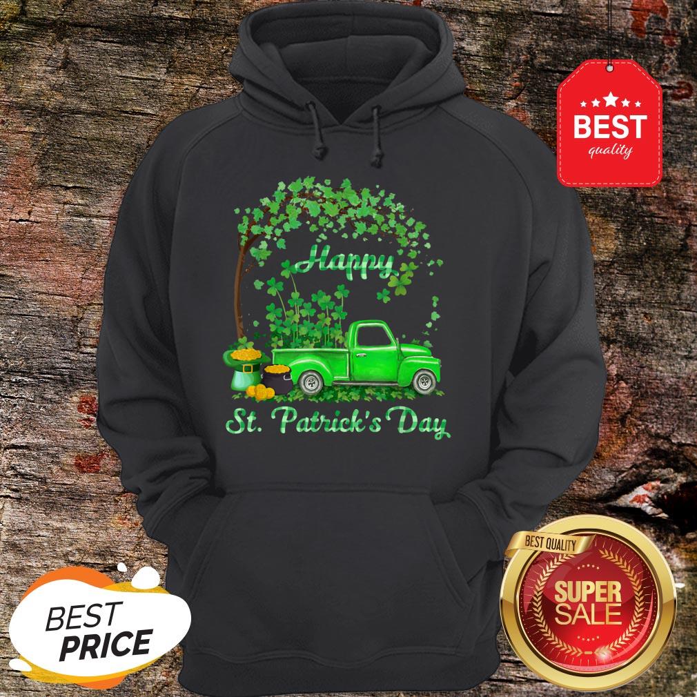 Happy St Patrick’s Day Green Truck Shamrock Buffalo Plaid Shirt