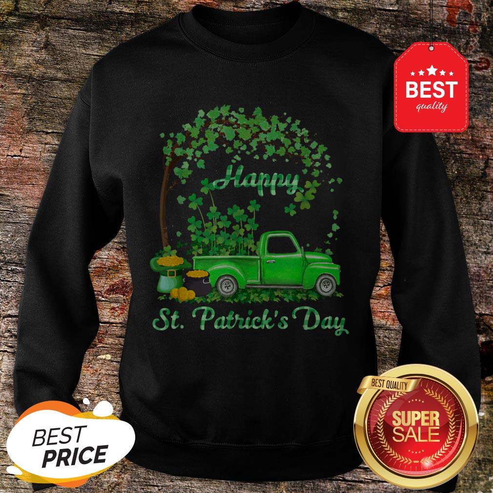 Happy St Patrick’s Day Green Truck Shamrock Buffalo Plaid Shirt