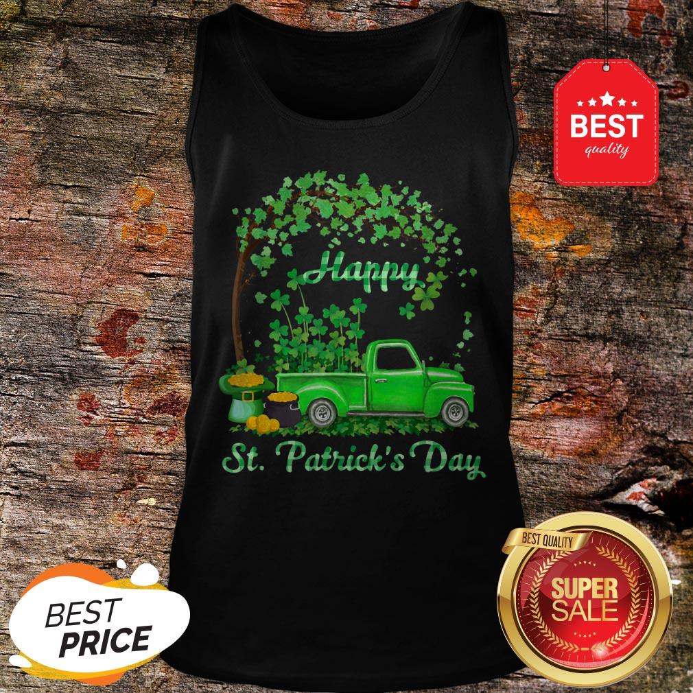 Happy St Patrick’s Day Green Truck Shamrock Buffalo Plaid Shirt