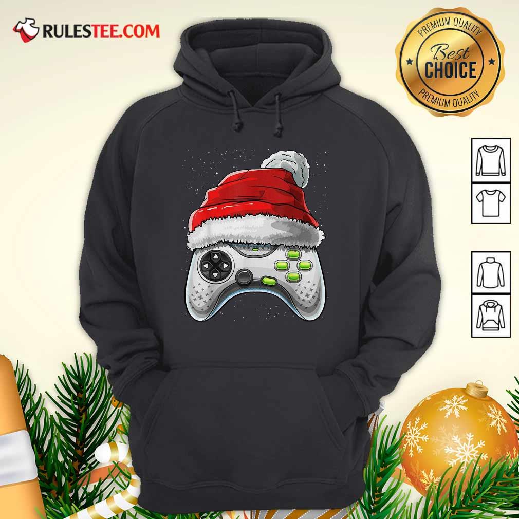 Happy Video Game Controller Santa Hat Christmas Shirt